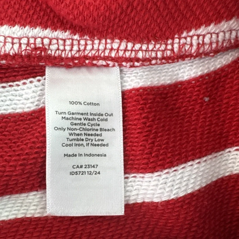 Talbots Beach Terry Shorts Luna Red White Stripe Drawstring Women Size M